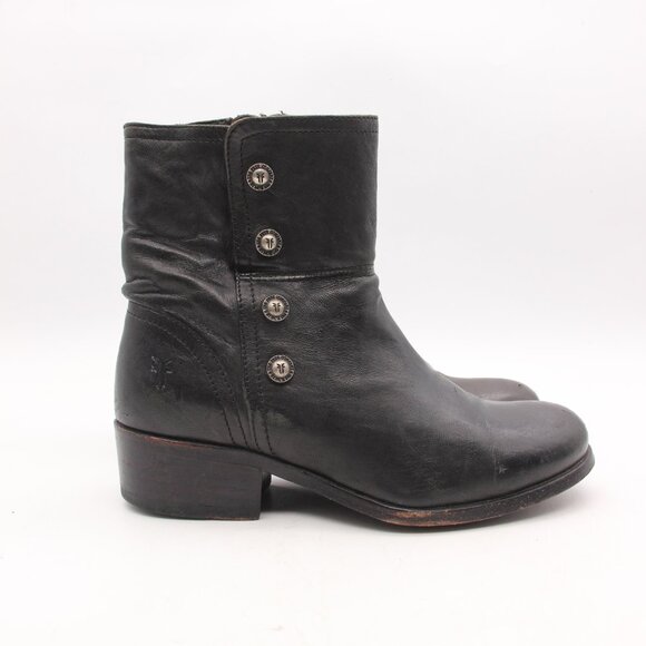 Frye Lynn Military Leather Side Zip Ankle Boots Women's 5.5 B 76103 Distressed - Picture 1 of 13